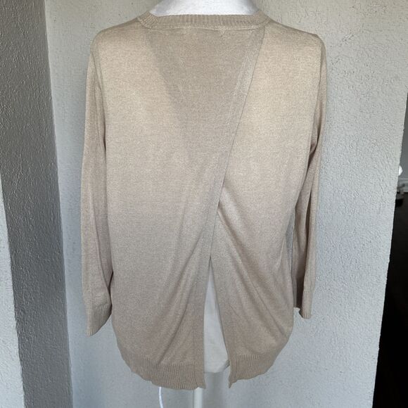 Calvin Klein Beige And White Layered Cotton Sweater - Size Small - Picture 2 of 9